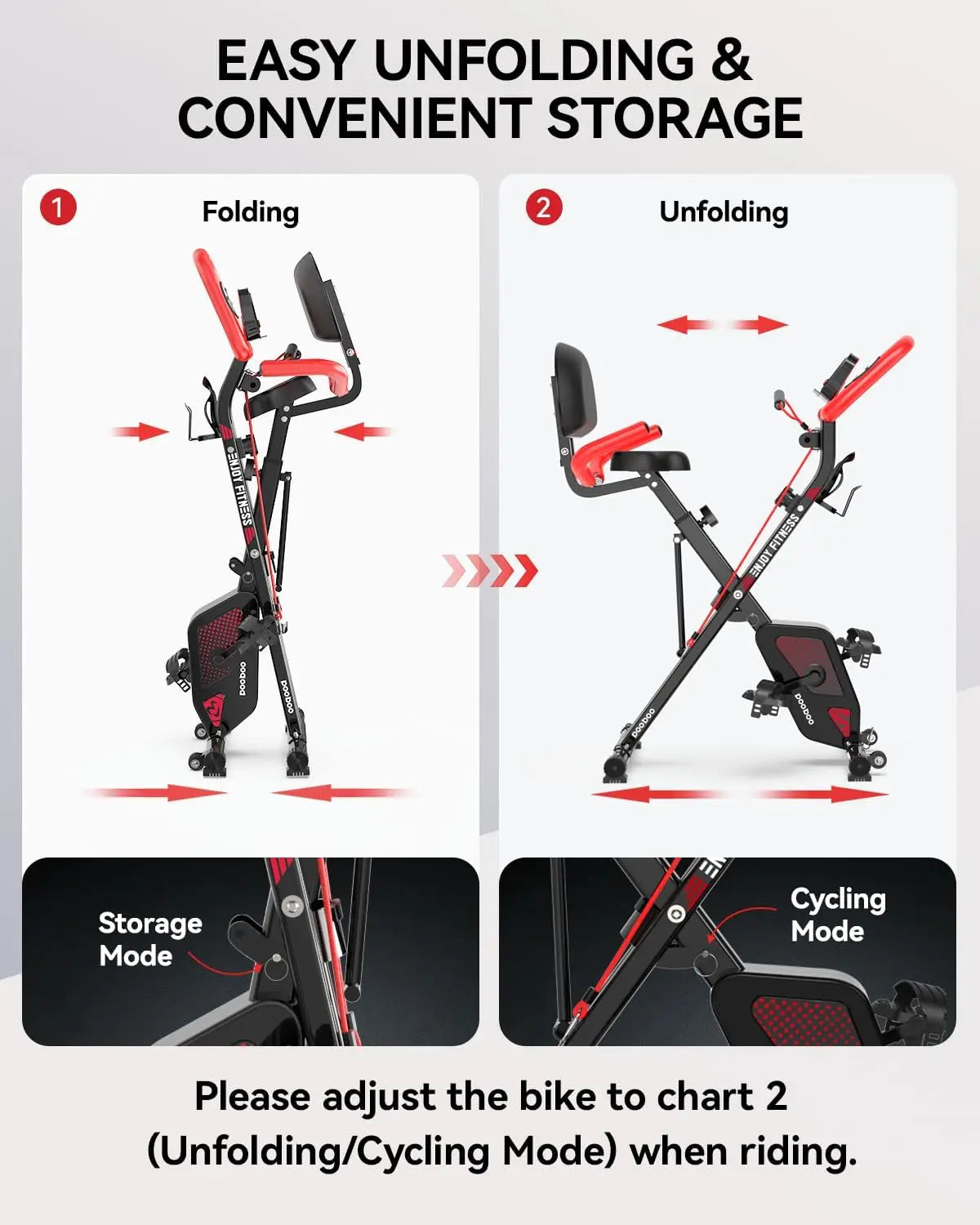 Folding Exercise Bike, Foldable Fitness Stationary Bike Machine, Upright Indoor Cycling Bike, Magnetic X-Bike