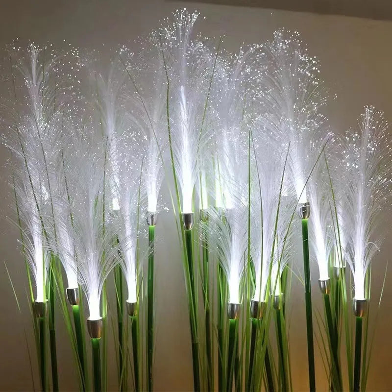 Solar Bulrush Optical Fiber Light Outdoor Waterproof Solar Powered Garden Lawn Lamp Ground Pathway Flower Landscape Lights