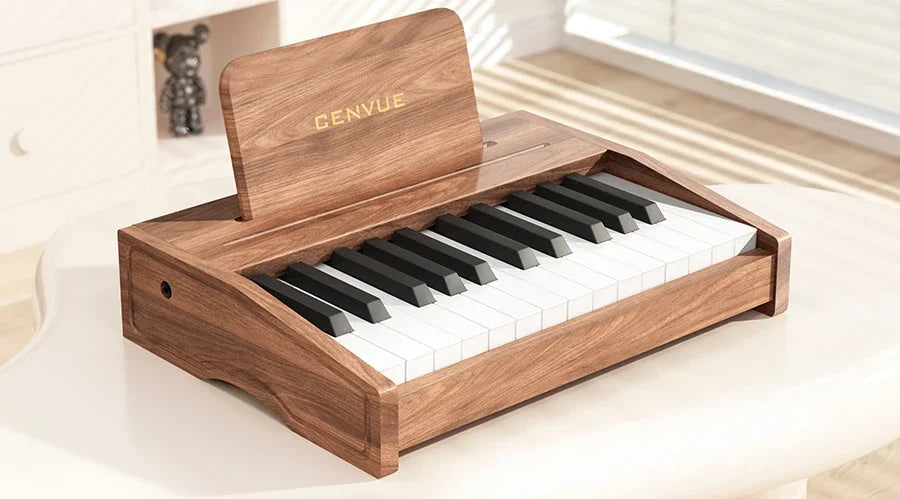 Wooden Children Little Piano Pattern Electronic Keyboard Beginner Baby Infant Boy Girl Baby Toy Gift