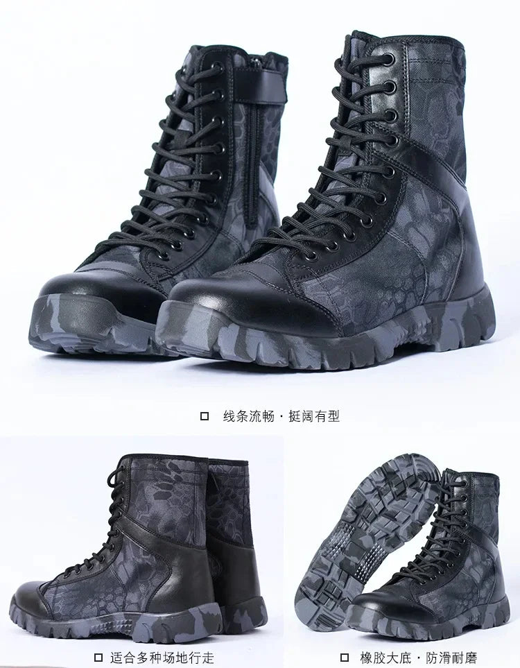 Summer Fashion Men Boots Outdoor Leather Boots Breathable Combat Boots Plus Size 46 Desert Boots Walk Shoes Autumn