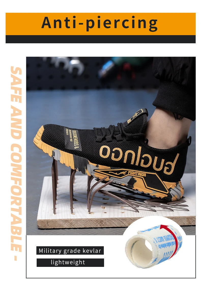 2024 New Work Sneakers Steel Toe Shoes Men Safety Shoes Puncture-Proof Work Shoes Boots Fashion Indestructible Footwear Security