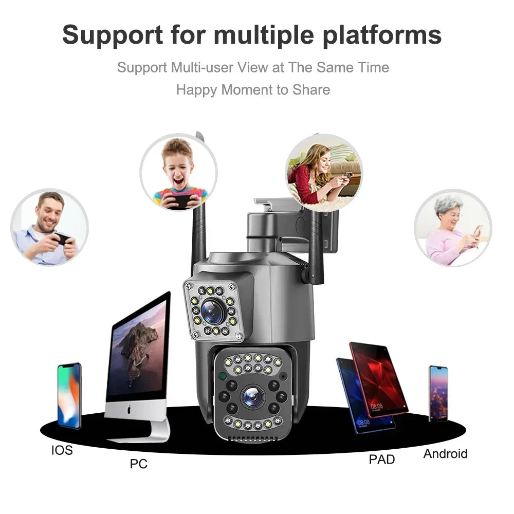 8MP 4K Dual Lens WiFi IP Camera Night Vision Ai Human Detect PTZ Outdoor Video Camara Wireless CCTV Security Protection Camera