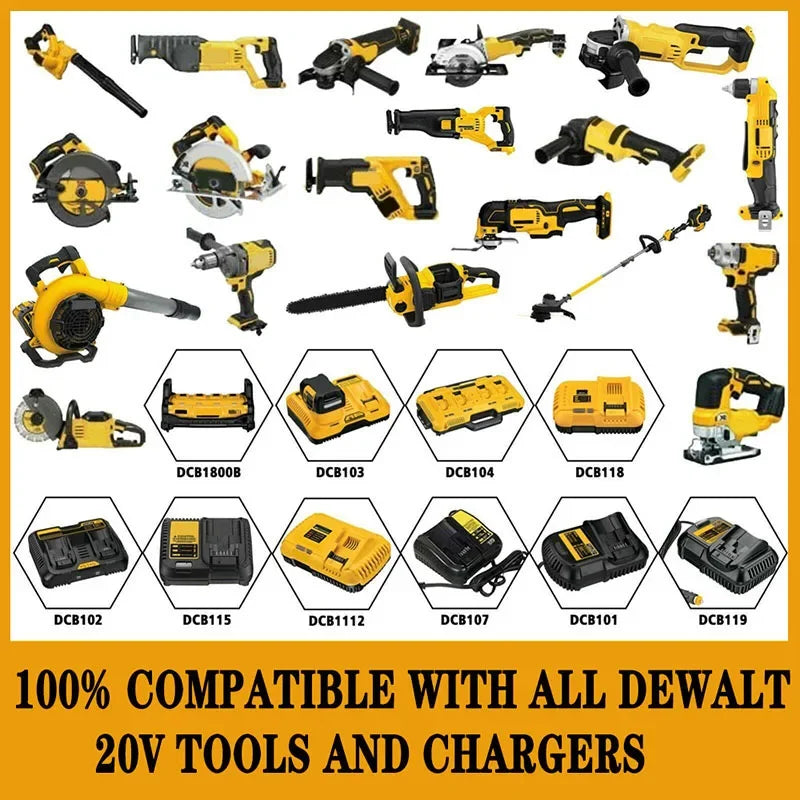 20V 6Ah MAX Lithium Battery Power Tool Replacement for DeWalt DCB184 DCB181 DCB182 DCB200 20V 6A 8A 12A 18V 20V Lithium Battery