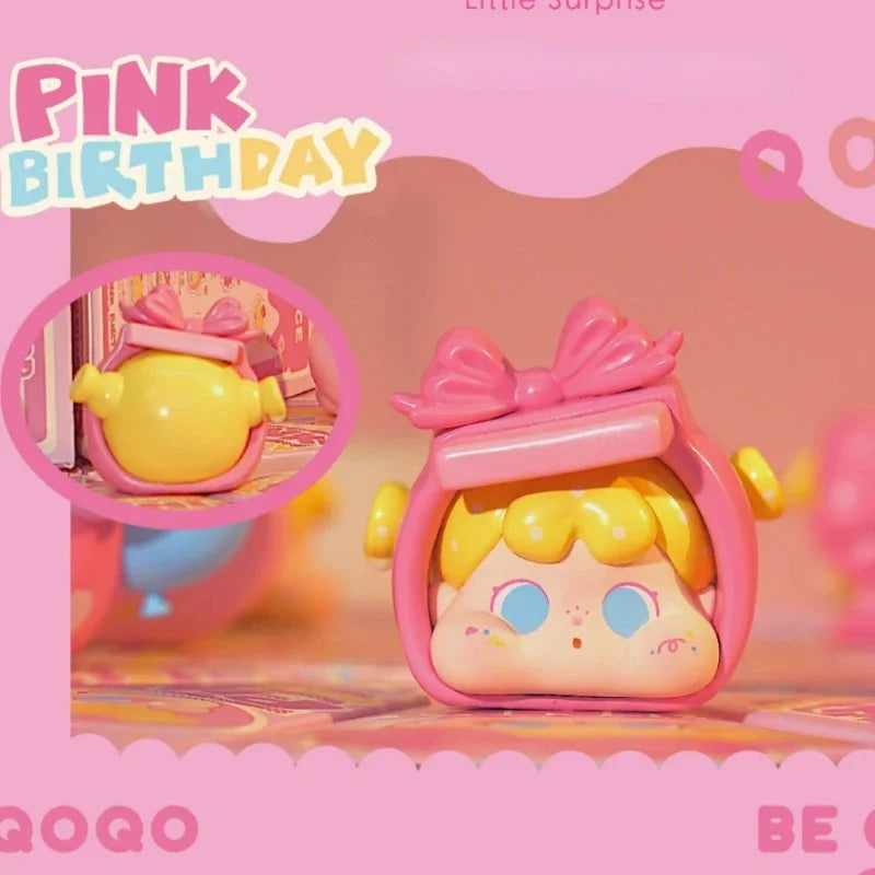 Original QOQO MINIFACE Pink Birthday Series Blind Box Toys Mystery Box Kawaii Anime Figure Desktop Model Surprise Girls Gift