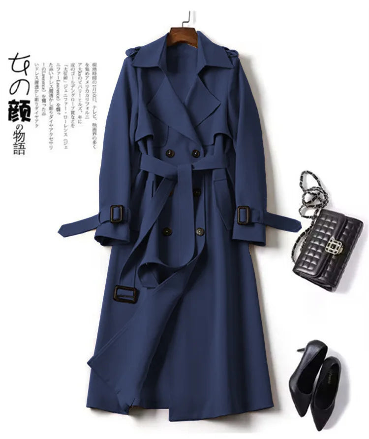 Autumn Winter Long Sleeve Trench Coat For Women 2024 Fashion Loose Office Lady Long Outerwears Jacket Coats Female Clothing