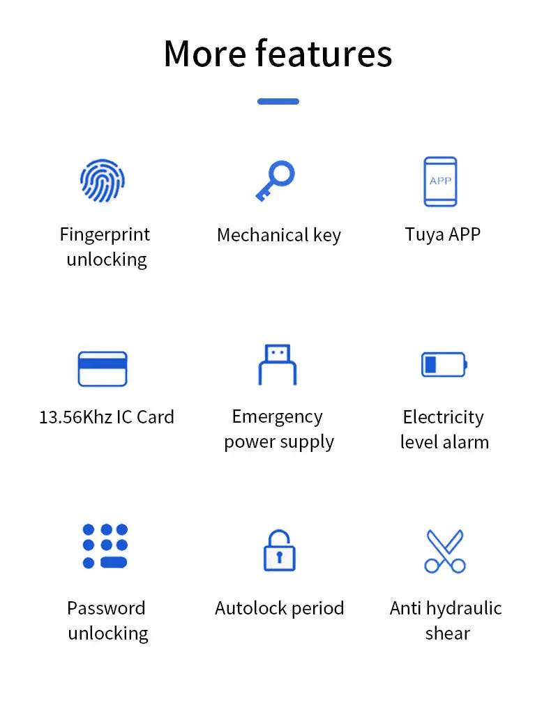 Tuya App Control Fingerprint Smart Lock High Secure Door U-Shaped Lock Bluetooth IC Card Electronic Digit Lock Office Anti Theft