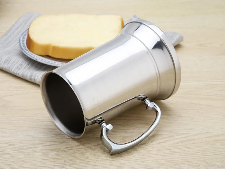 450/550ml Tankard Stein Double Wall Stainless Steel Beer Mug Cocktail Breakfast Milk Mugs with Handgrip Coffee Cup Bar Tool