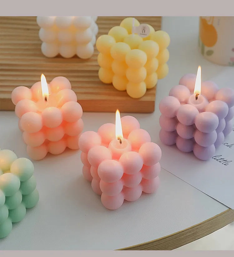 Ins Style Bubble Cube Candle Handmade Scented Candle Aromatherapy Soy Wax Candle Wedding Birthday Candles Party Home Decoration