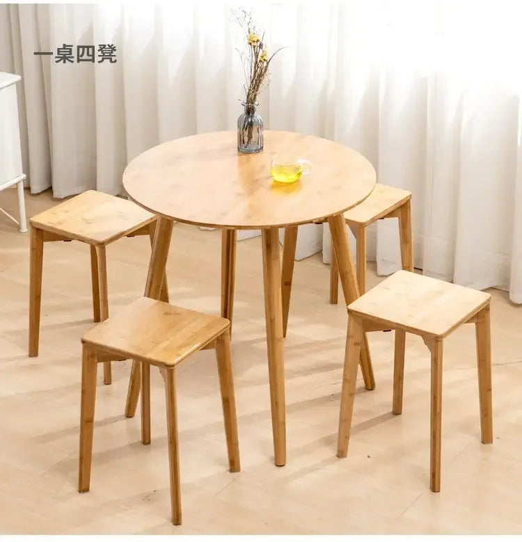 Nordic Small Coffee Table Tea Table Bamboo Side Tables Small Round Tables Modern Simple Balcony Negotiation Tables Living Room