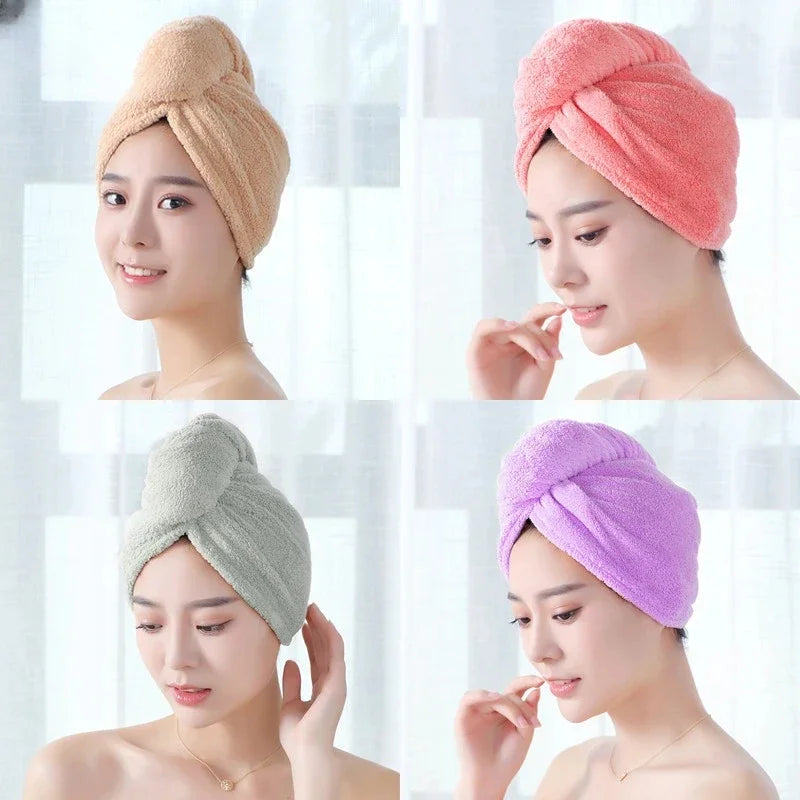 1PC Hair Drying Hat Quick-dry Microfiber Hair Towel Cap Hat Women Bath Hat Solid Towel Cap Super Absorption Turban Hair Dry Cap