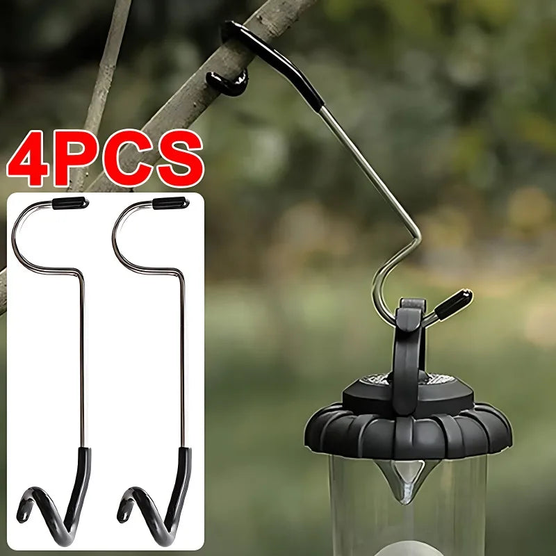 1/2/4Pcs Stainless Steel Light Stand Holder Hook Portable Tent Pole Lamp Hanger Hunting Fishing Lantern Hanger Outdoor Accessory