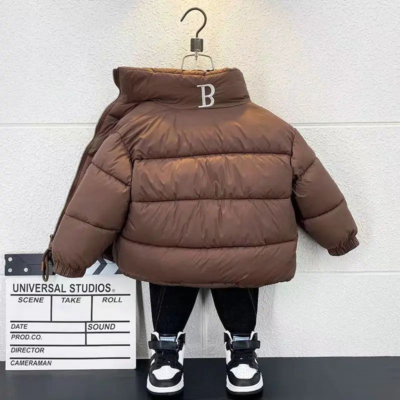 Boys Winter Cotton Clothes 2023 Latest Children's Fashionable Trend Winter Korean Edition Boys Free Wash Thickened Coat Trend