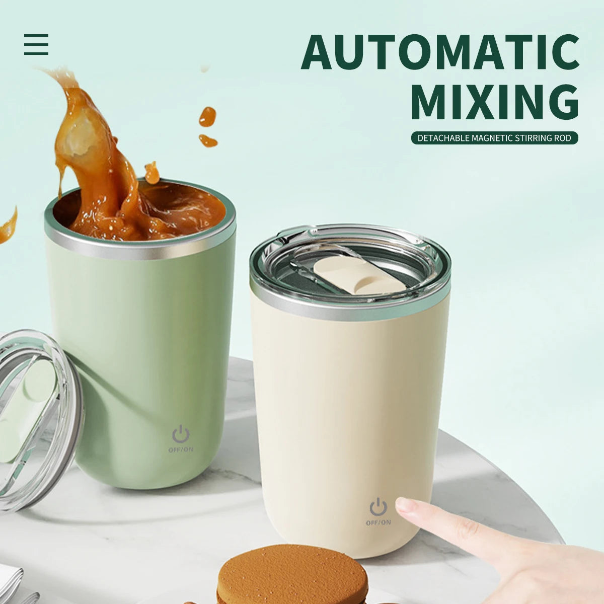 Self-Stirring Mug 350ml Thermal Insulation Stirring Cup USB Powered Auto Magnetic Mug IPX6 Waterproof Self Mixing Coffee Cup