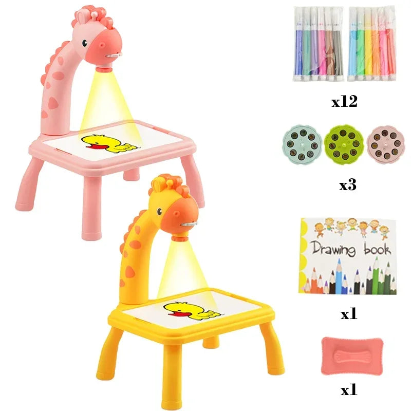 New Funny Drawing Table Mini Led Projector Drawing Board Art Kids Painting Board Baby Learning Draw Paint Tools Children Toy