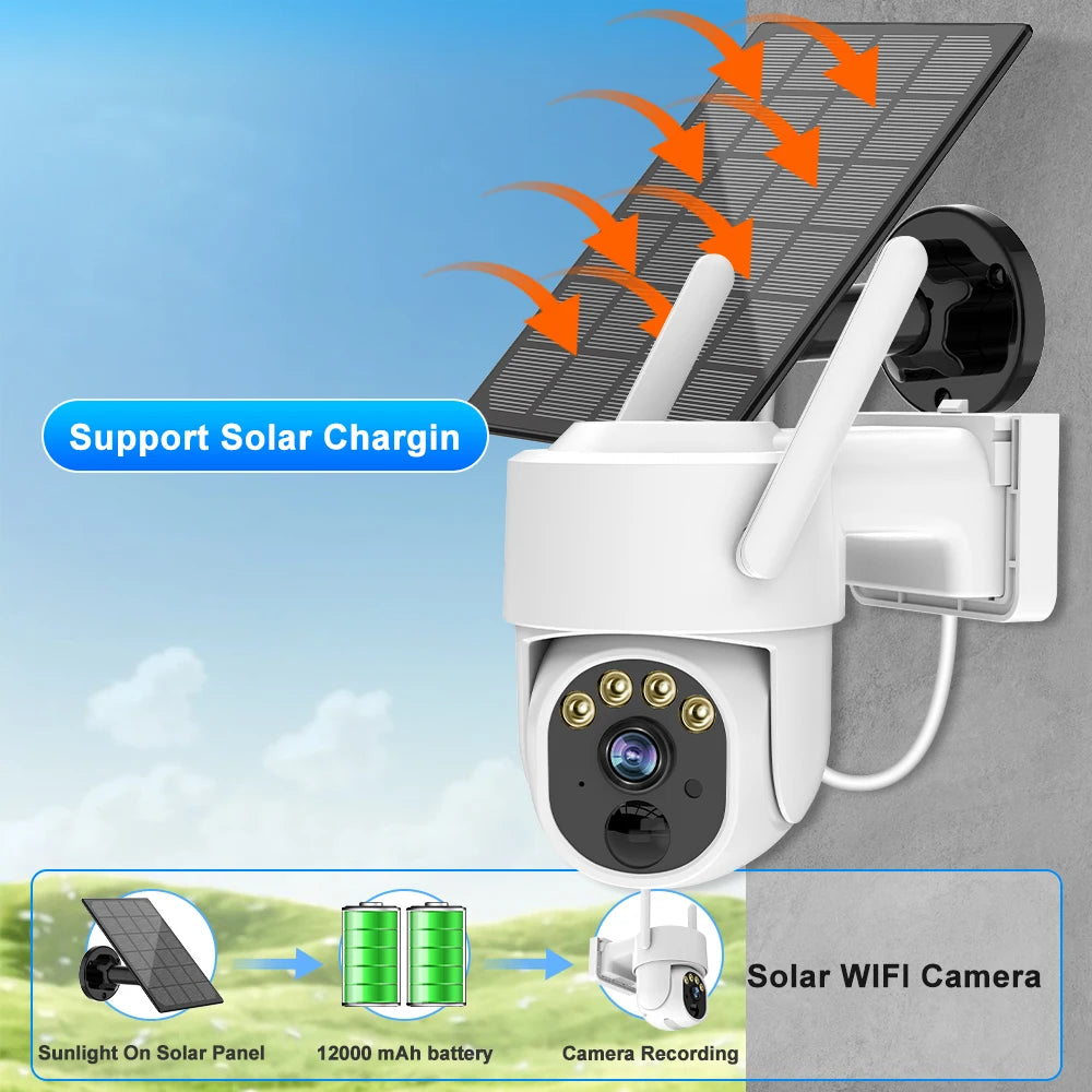 4G Ptz Camera 3MP Battery Camera with 5W Solar Panels 18000mAh Battery 4G SIM Card Surveillance Cctv Outdoor Security Protection