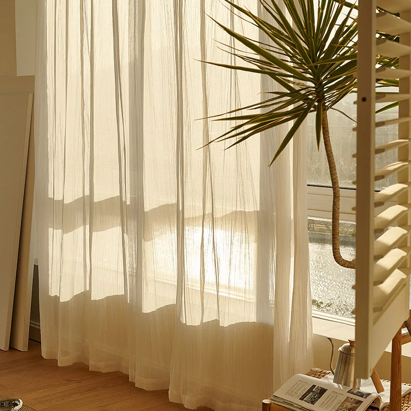 2022 Japanese Linen Translucent Gauze Curtain Living Room Warm White High-quality Curtain Bedroom High-grade Decorative Curtains