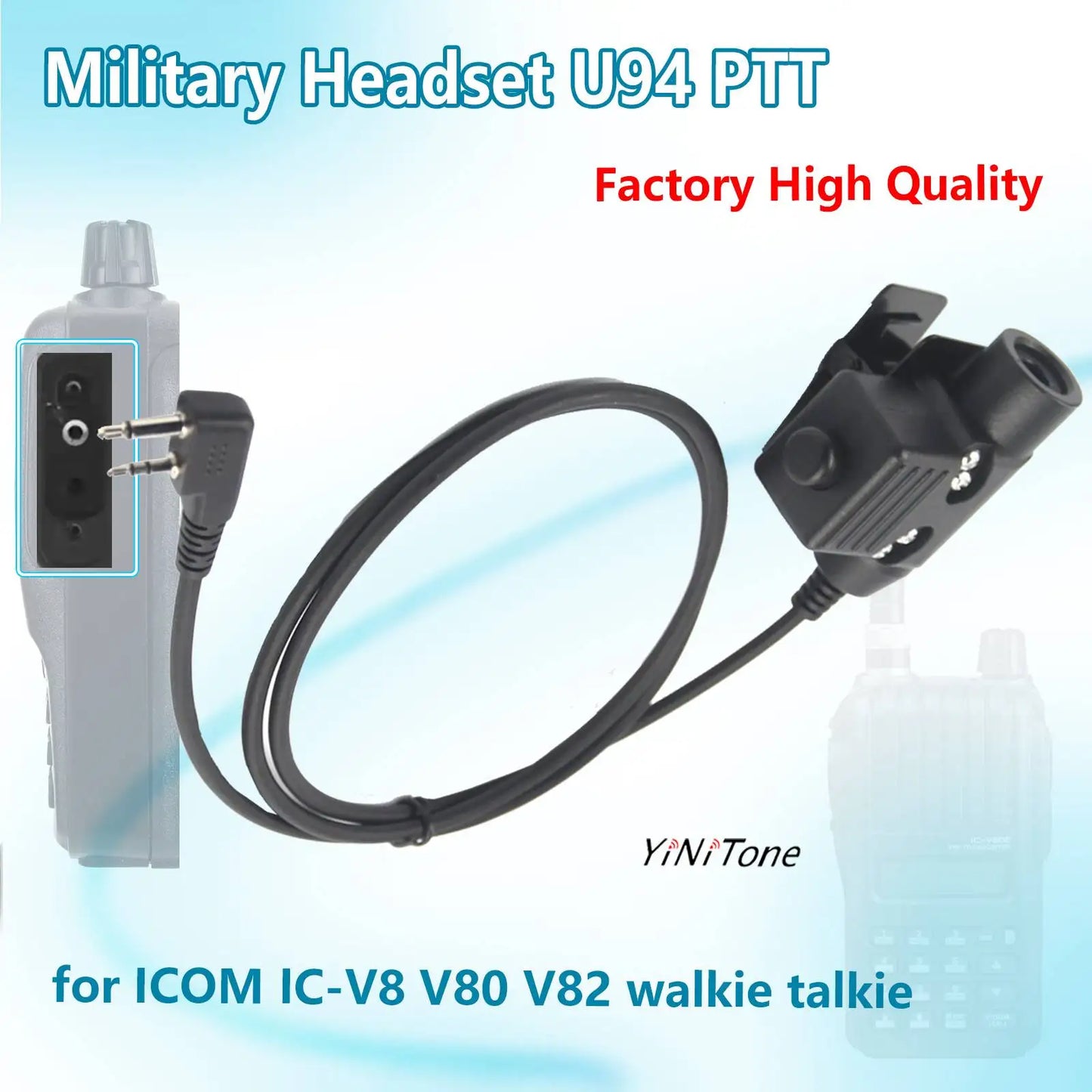 Headset Adapter Push to talk for ICOM IC-V8 V80 V82 Two Way Radio Standard 7.1mm Plug High Strength U94 PTT