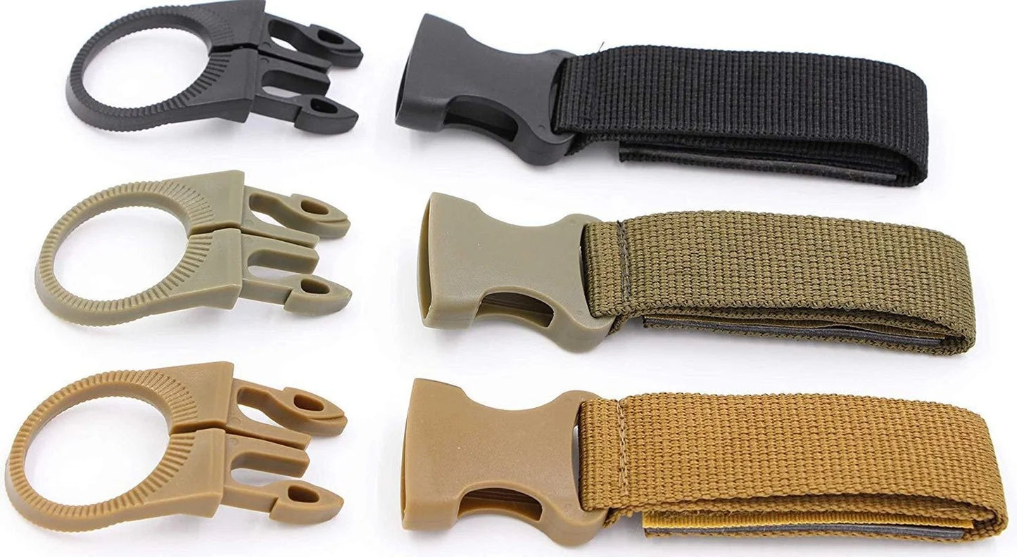 EDC Tactical Gear Military Nylon Webbing for Outdoor Tools Buckle Hook Water Bottle Holder Belt Clip Bush Camping Carabiners