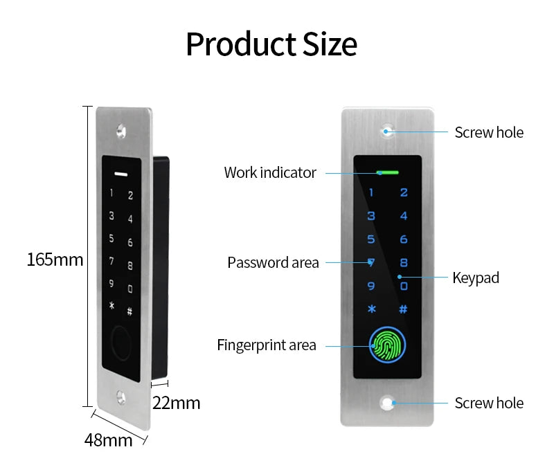 Tuya Access Control Keypad BLE Standalone Fingerprint Metal Waterproof Backlight Wall Embedded Door Opener RFID Reader+M165 box