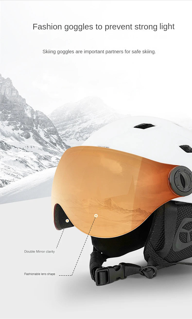 MOON Snow Visor Integrated Forming Safety Protective Equipment with Glasses, Skiing Helmet, Outdoor Sports, Winter