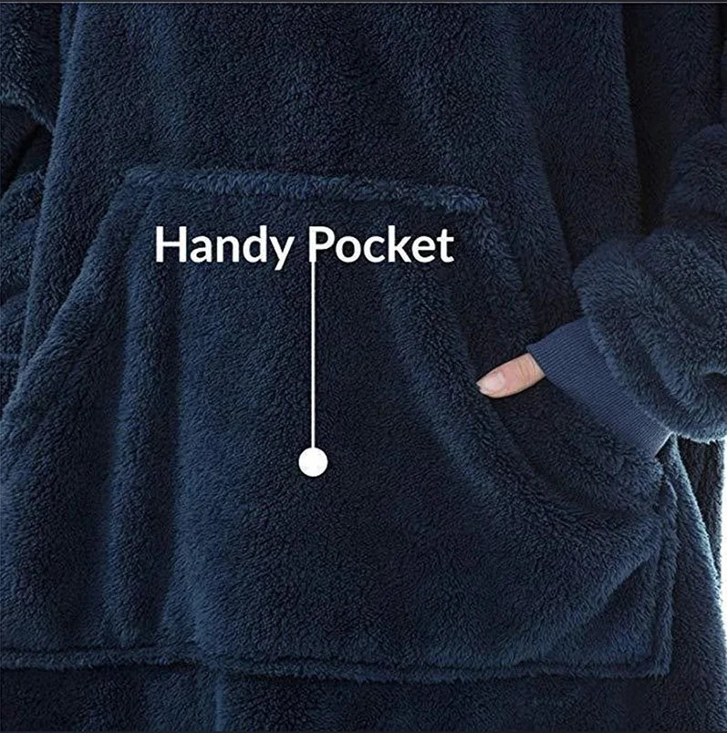 Winter Comfortable Loose Double-faced Fleece Hoodie Blanket Men/Women Oversized Thick Homewear Thick Fleece Giant Blanket Hoodie