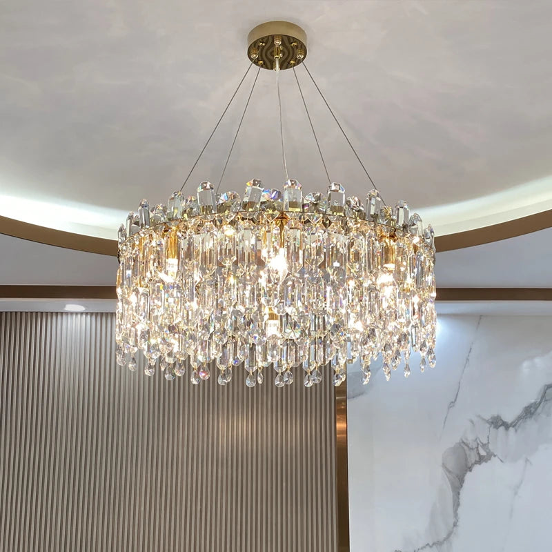 Light Luxury Crystal Pendant Gorgeous Chandelier Living Room Kitchen Light Creative Simple Luxury Atmospheric Led Decorative