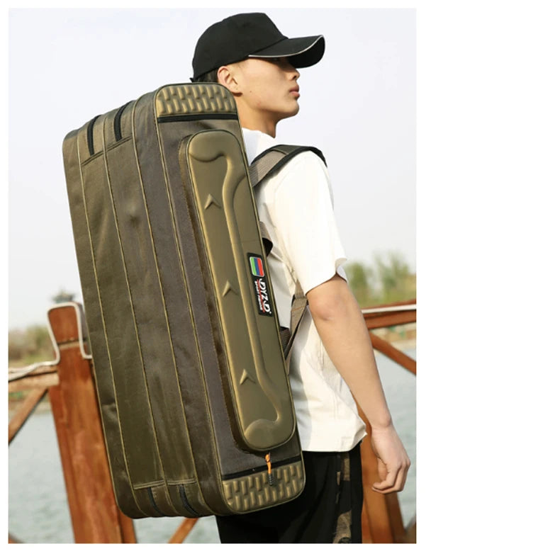 Multifunctional Hard Spinning Fishing Rod Bag 2/3/4 Layers 80CM-130CM Fishing Tackle Bags 1680D Oxford Reel Gear Storage Case