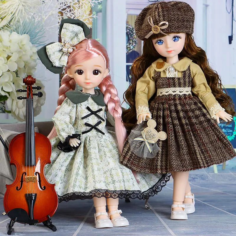 2024 New BJD Doll 30 Cm 1/6 Clothes with Multiple Joints Detachable 3D Eye Humanoid Doll Girl Dress Up Birthday Gift Toy