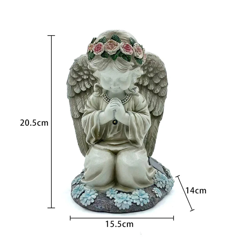 Solar Garden Sculpture With Light Resin Praying Angel Garden Figurine Statue For Outdoor Patio Lawn Yard Porch Garden Decoration