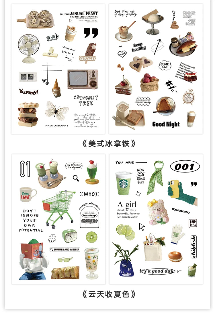 2 Sheets Creative Sweet Food Stickers for Daily Life Stuff Decoration Poster Crafts Scene Stationary School Supplies