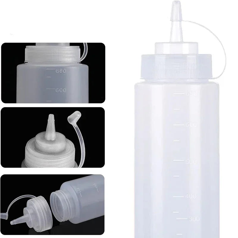 1Pcs Empty PE Plastic 120ml-1000ml Squeeze Bottles Multipurpose Condiment Squirt Bottles Containers For Sauces Ketchup BBQ Oils