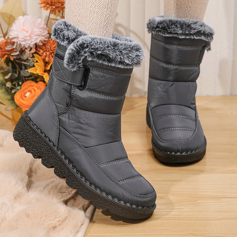 2024 Waterproof Snow Boots for Women Winter Shoes Faux Fur Plush Ankle Boots Woman Plus Size Non-Slip Warm Cotton Botas Mujer