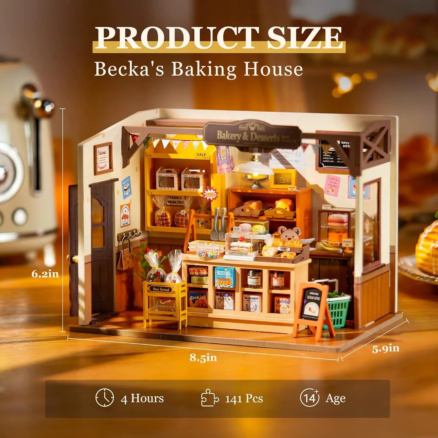 Robotime Rolife Becka's Baking House 3D Puzzle DIY Miniature Dollhouse Kit Amazing Gift for Children DG161