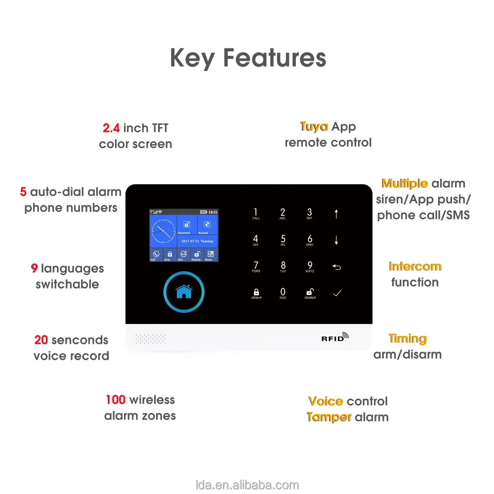 Wireless Security Home Alarm GSM System Kit WiFi Tuya