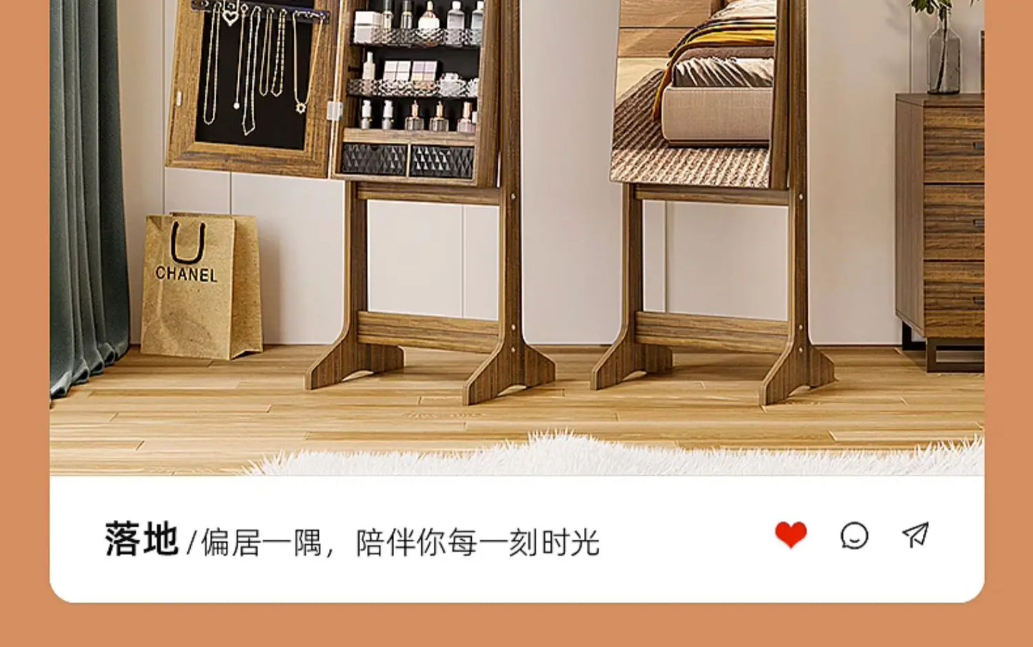 Dressing mirror, bedroom, multifunctional jewelry storage cabinet, household full body mirror, minimalist floor mirror