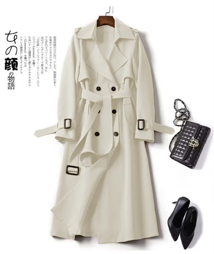 Autumn Winter Long Sleeve Trench Coat For Women 2024 Fashion Loose Office Lady Long Outerwears Jacket Coats Female Clothing