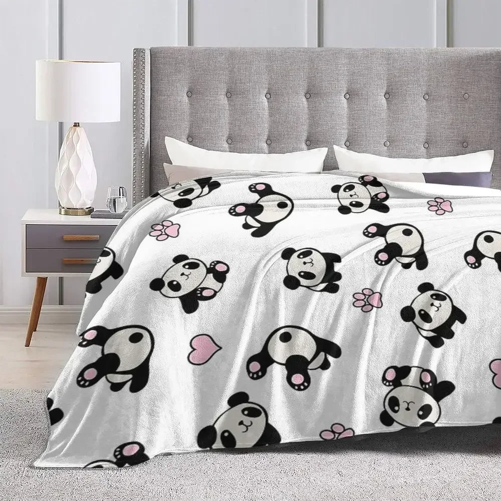 Panda Cute Animal Blankets Soft Warm Flannel Throw Blanket Bedspread for Bed Livingroom Picnic Travel Home Sofa