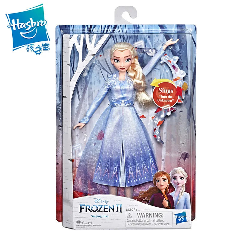 Disney Cute Cartoon Anime Frozen Princess Elsa Anna Sound and Light Singing Doll Mobile Toy Action Figures Girl Festival Gifts