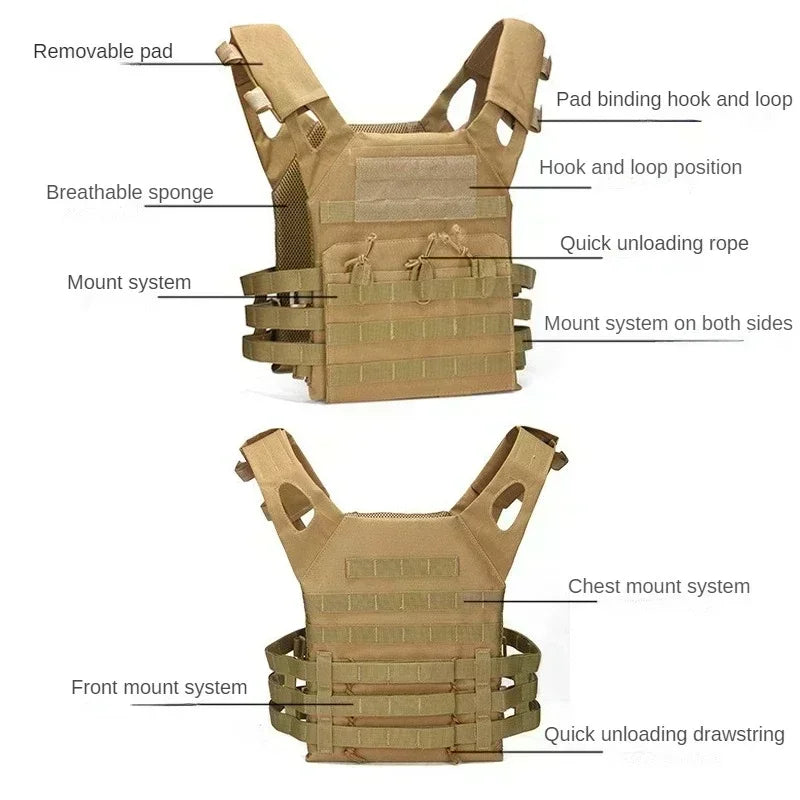 Nylon Tactical Vest Body Armor Hunting Carrier Airsoft Accessories Combat MOLLE Camo Vests