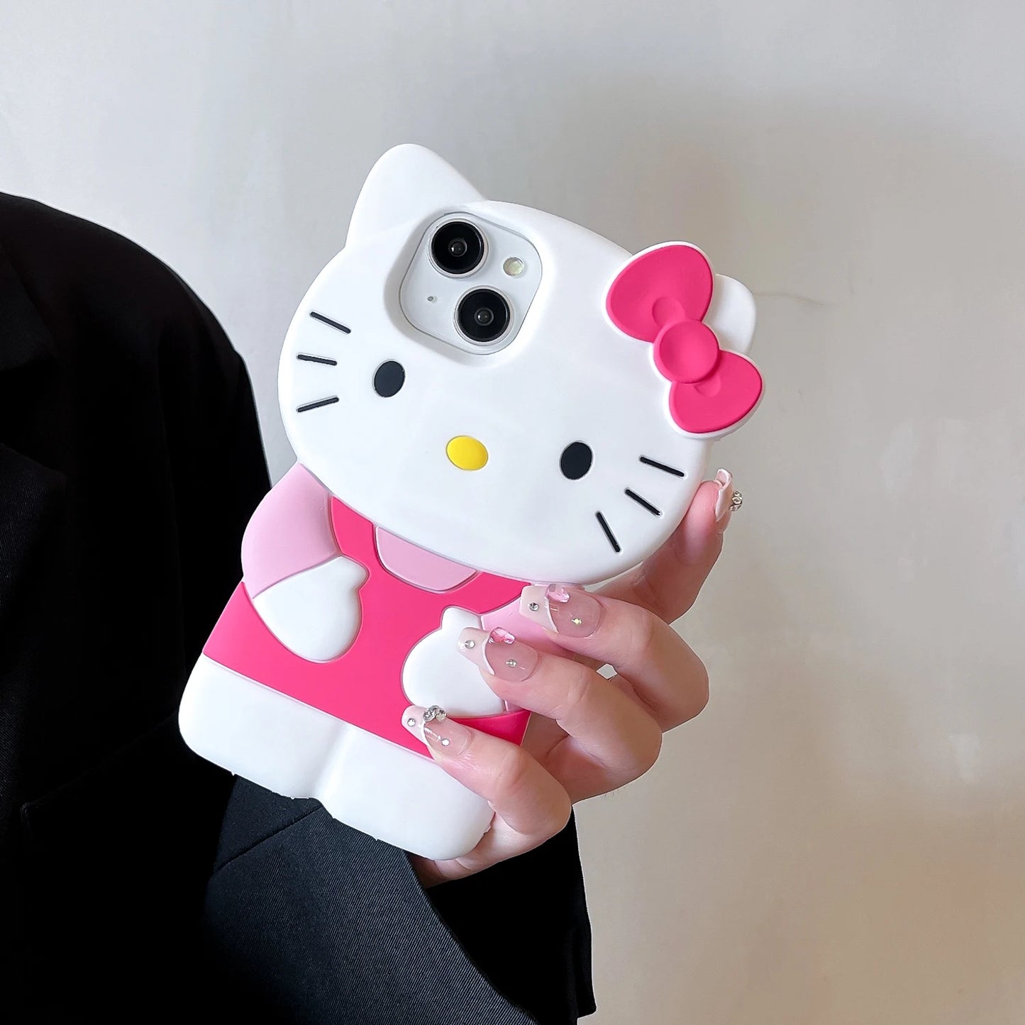 For iPhone 15 14 Plus 13 Pro Max 12 Mini 11 X XS Max XR 7 8 SE Color Bowknot Hello Kitty Cartoon Silicon Back Soft Phone Case