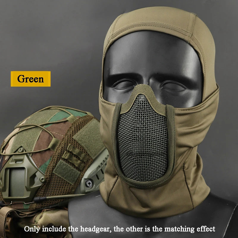 Tactical Headgear Mask Airsoft Paintball CS Steel Mesh Full Face Balaclava Masks Wargame  Cycling Soft Face Shield