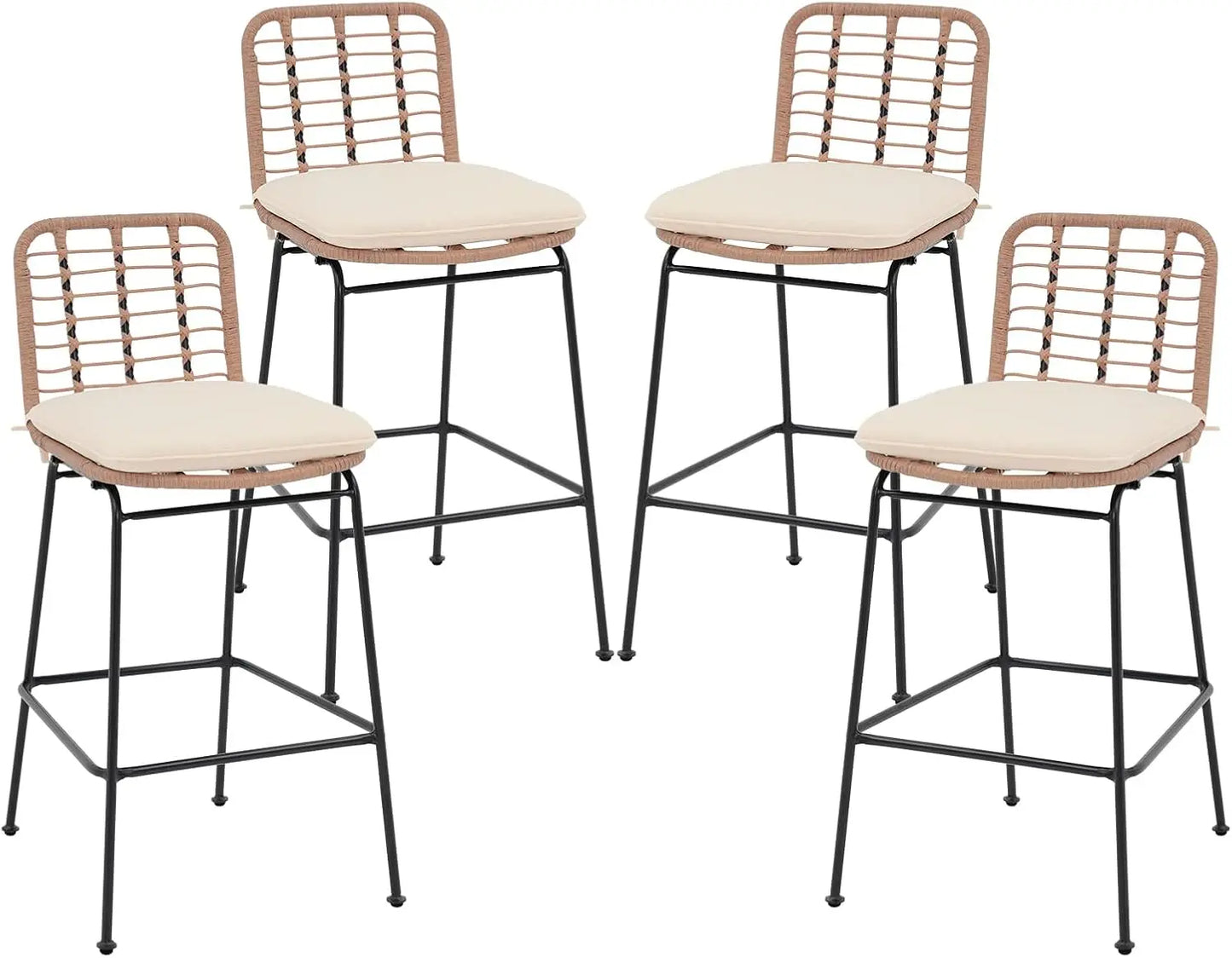 Outdoor Bar Stools Set of Height Stools & Bar Chairs Rattan Bar Set Patio Furniture for Garden,Pool, Indoor,Cafe,Kitchen