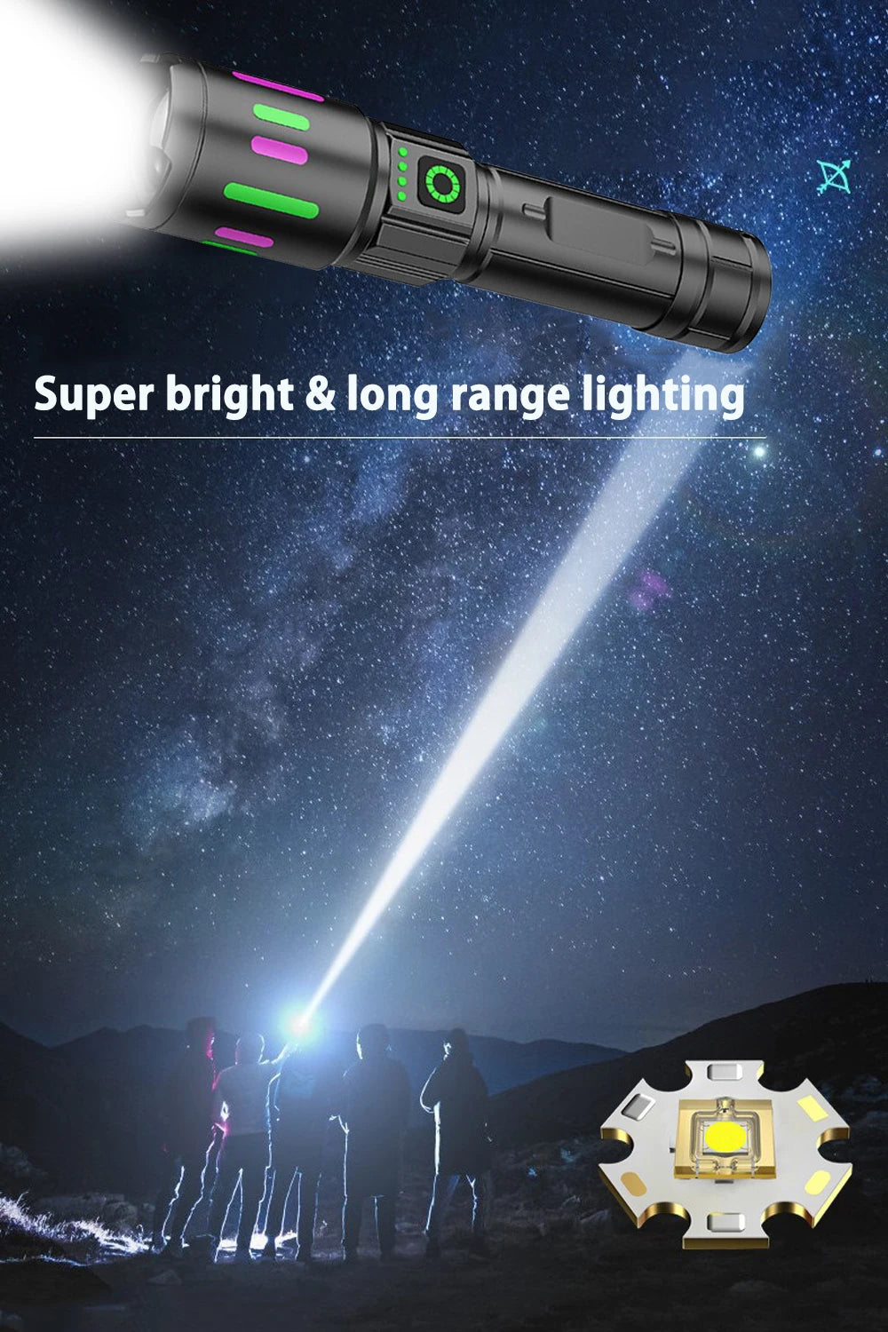 Powerful LED Flashlight Rechargeable Torch Lighting 2000M Tactical Lantern High Power flashlight Lantern Super Bright Waterproof