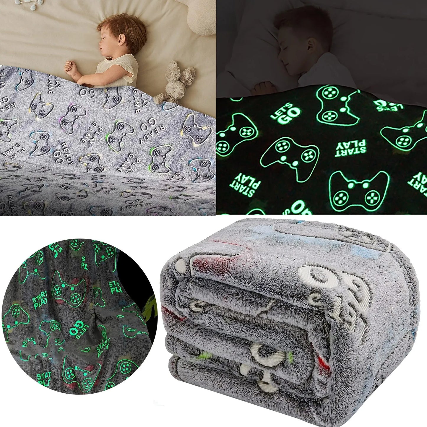 Jekeno Glow In The Dark Gaming Blanket Gamer Warm Throw Blankets for Women Blankets Size Warm for Winter Fleece Couch Blanket