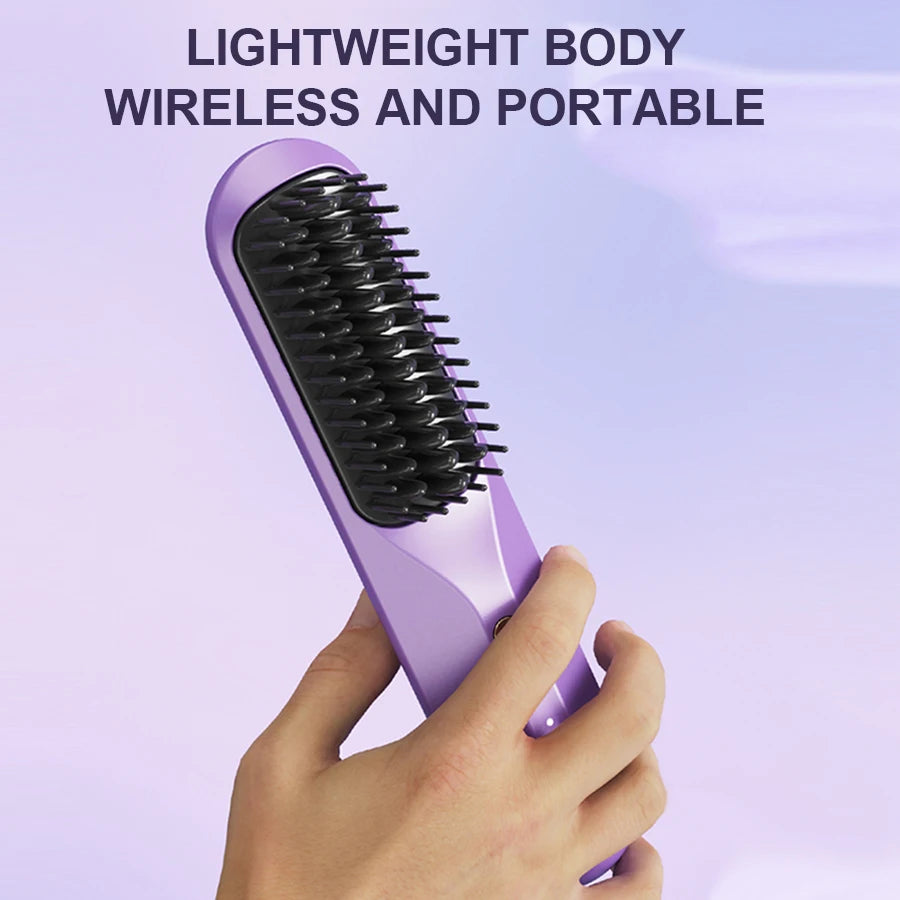 Cordless Electric Hair Brushes Straightener Brush  Heat Comb for Women Travel Portable Dryer and Straightening Brush Styler