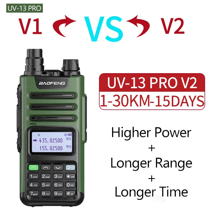 2PCS BaoFeng UV-13 PRO V2 High Power Dual Band Walkie Talkie Type C Charger 50 KM Long Range Transceiver Ham Two Way Radio