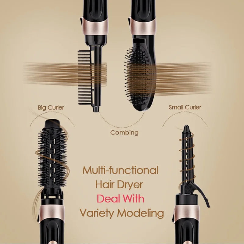 Portable electric hot air comb 4-in-1 hot air comb one-step hair dryer and curling iron fast straightener Hot air comb