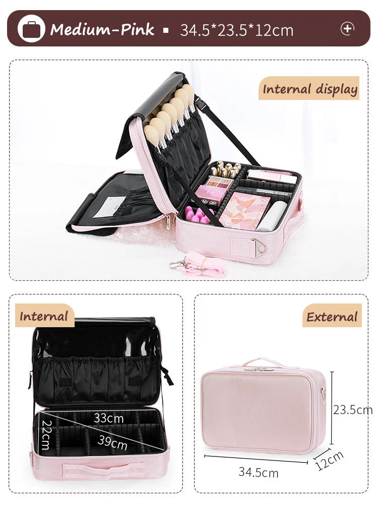 Professional Cosmetic Bag for Women Leather Cosmetic Bags Waterproof Oxford Large Capacity Travel Makeup Case for Makeup Artist