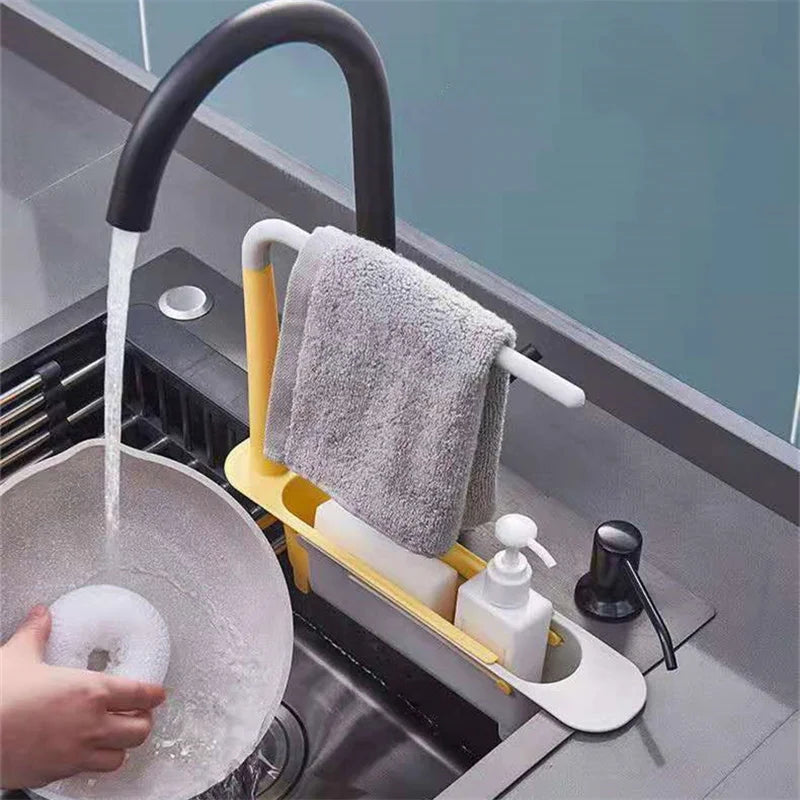 Telescopic Sink Shelf Kitchen Sinks Organizer Soap Sponge Holder Sink Drain Rack Storage Basket Kitchen Gadgets Accessories Tool