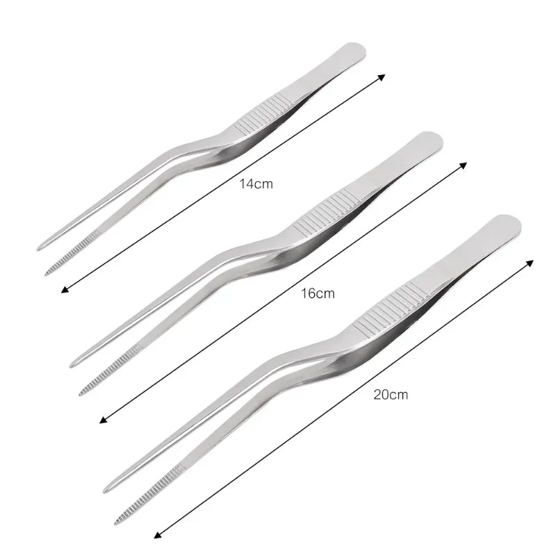 3/1Pcs Kitchen Tweezer Utensil BBQ Tweezer Food Clip Kitchen Bar Chief Tong Stainless Steel Portable for Picnic Barbecue Cooking